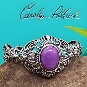 Carolyn Pollack Relios 925 Sterling Purple Phosphosiderite 6.5"Cuff Bracelet 34g